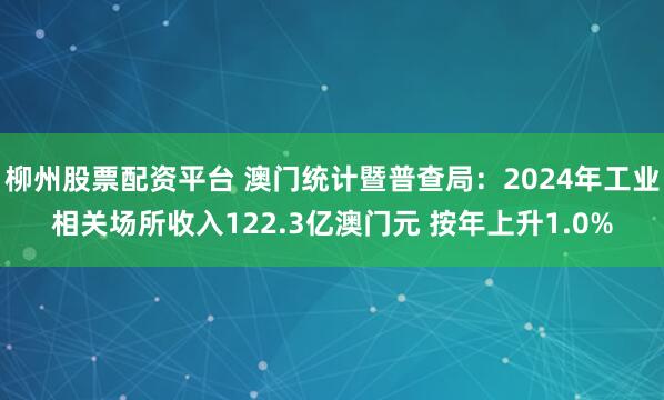 柳州股票配资平台 澳门统计暨普查局：2024年工业相关场所收入122.3亿澳门元 按年上升1.0%